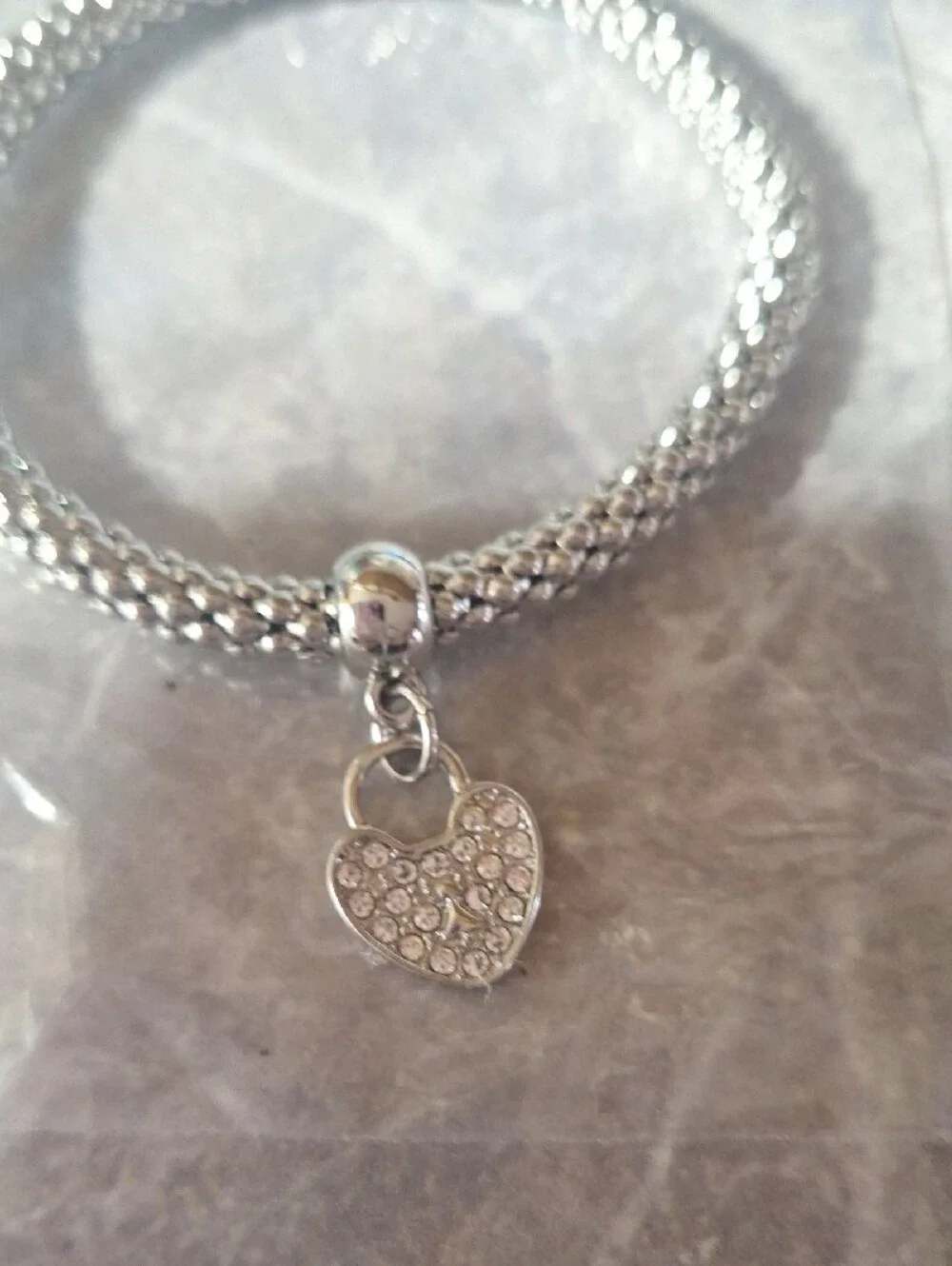 JTV Rose Gold & Silver Pave Heart Mesh Bracelets - Pair